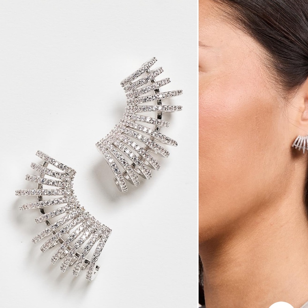 π BY ADINA EDEN Pave Fancy Cage Stud Earrings - Picture 2 of 4